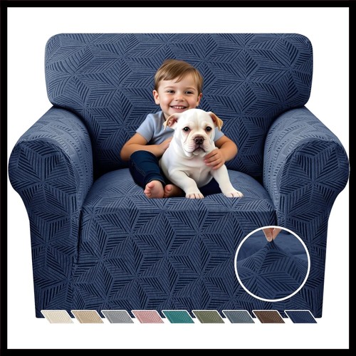 Thickened navy jacquard sofa - thickened,